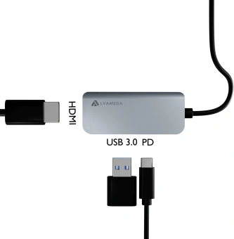 Разветвитель USB-C Lyambda LC105 2порт. серый - купить недорого с доставкой в интернет-магазине
