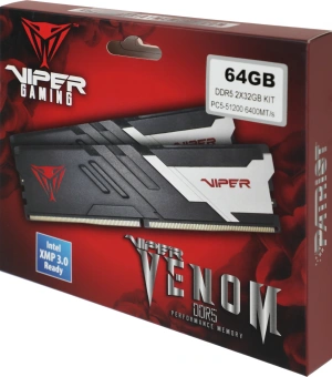 Память DDR5 2x32GB 6400MHz Patriot PVV564G640C32K Viper Venom RTL Gaming PC5-51200 CL32 DIMM 288-pin 1.4В с радиатором Ret - купить недорого с доставкой в интернет-магазине