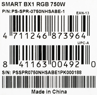 Блок питания Thermaltake ATX 750W Smart BX1 RGB 80+ bronze (20+4pin) APFC 120mm fan color LED 8xSATA RTL - купить недорого с доставкой в интернет-магазине