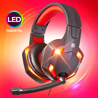 Наушники с микрофоном Defender Warhead G-370 черный/красный 2м накладные оголовье (64037) - купить недорого с доставкой в интернет-магазине