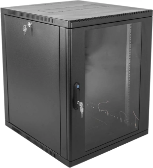 Шкаф коммутационный ЦМО (ШРН-15.500-9005) настенный 15U 600x529мм пер.дв.стекл 200кг черный 470мм 180град. - купить недорого с доставкой в интернет-магазине