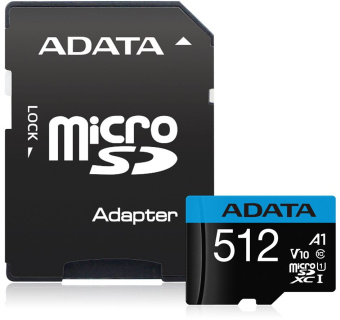 Флеш карта microSDXC 512GB A-Data AUSDX512GUICL10A1-RA1 Premier Pro + adapter - купить недорого с доставкой в интернет-магазине