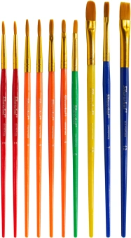 Набор кистей Silwerhof Color (наб.10шт) синт.кр.№2,3/плос.№3,6,7,12/овал.№3,10 - купить недорого с доставкой в интернет-магазине