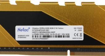 Память DDR4 8GB 3200MHz Netac NTSDD4P32SP-08Y Shadow RTL Gaming PC4-25600 CL16 DIMM 288-pin 1.35В с радиатором Ret - купить недорого с доставкой в интернет-магазине
