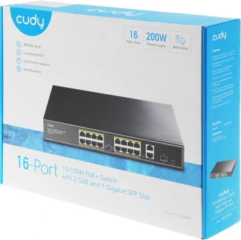 Коммутатор Cudy FS1018PS1 (L2) 16x100Мбит/с 2x1Гбит/с 1SFP 16PoE+ 200W неуправляемый - цена, купить или заказать с доставкой в интернет-магазине Коммутатор Cudy FS1018PS1 (L2) 16x100Мбит/с 2x1Гбит/с 1SFP 16PoE+ 200W неуправляемый - купить недорого с доставкой в интернет-магазине