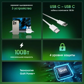 Сетевое зар./устр. Digma Pro DPW10C 100W 5A (PD+QC) 2хUSB-C/USB-A универсальное белый (DPW1С0G012WH) - купить недорого с доставкой в интернет-магазине