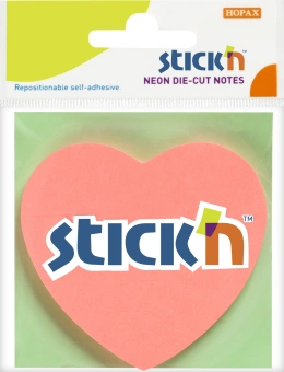 Блок самоклеящийся бумажный Stick`n 21448 70x70мм 50лист. 70г/м2 неон розовый вырубной "сердце" европодвес - купить недорого с доставкой в интернет-магазине