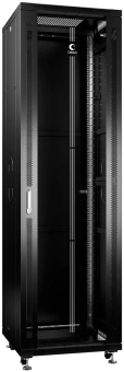 Шкаф серверный Cabeus (SH-05C-42U60/100-BK) напольный 42U 600x1000мм пер.дв.стекл металл 800кг черный 900мм 111.4кг 220град. 2055мм IP20 сталь - купить недорого с доставкой в интернет-магазине