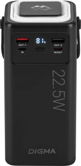 Мобильный аккумулятор Digma DGPF50B 50000mAh QC3.0/PD3.0 22.5W 2.25A 4xUSB-A/2xUSB-C черный (DGPF50B22PBK) - купить недорого с доставкой в интернет-магазине