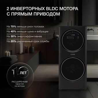 Стиральная машина Hyundai Gemini WMD9423 класс: A+++ загр.фронтальная макс.:15кг (с сушкой) темно-серебристый инвертор - купить недорого с доставкой в интернет-магазине