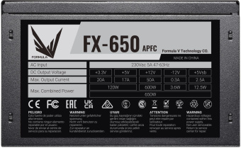 Блок питания Formula ATX 650W FX-650 (24+4+4pin) APFC 120mm fan 5xSATA RTL - купить недорого с доставкой в интернет-магазине