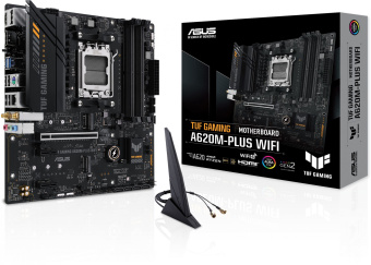 Материнская плата Asus TUF GAMING A620M-PLUS WIFI SocketAM5 AMD A620 4xDDR5 mATX AC`97 8ch(7.1) 2.5Gg RAID+HDMI+DP - купить недорого с доставкой в интернет-магазине