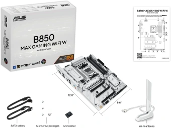 Материнская плата Asus B850 MAX GAMING WIFI W SocketAM5 AMD B850 4xDDR5 ATX AC`97 8ch(7.1) 2.5Gg RAID+HDMI+DP - купить недорого с доставкой в интернет-магазине