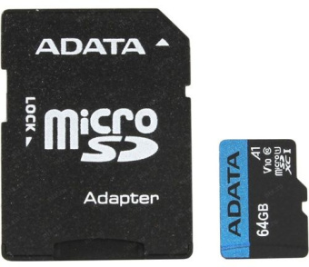 Флеш карта microSDXC A-Data 64GB AUSDX64GUICL10A1-RA1 Premier Pro + adapter - купить недорого с доставкой в интернет-магазине