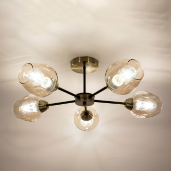 Люстра Hiper Louise H191-5 потолоч. бронза ант./черный - купить недорого с доставкой в интернет-магазине