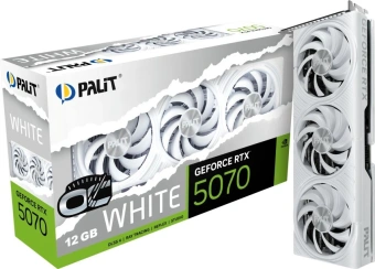Видеокарта Palit PCI-E 5.0 PA-RTX5070 WHITE OC NVIDIA GeForce RTX 5070 12Gb 192bit GDDR7 2325/28000 HDMIx1 DPx3 HDCP Ret - купить недорого с доставкой в интернет-магазине