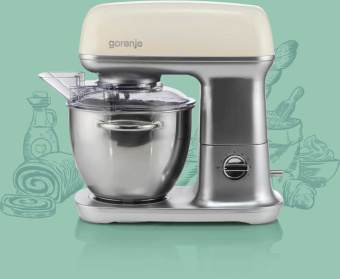 Кухонная машина Gorenje Retro MMC1000RL планетар.вращ. 1000Вт бежевый - купить недорого с доставкой в интернет-магазине