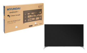 Телевизор QLED Hyundai 65" H-LED65QBU7500 Android TV Frameless черный/серебристый 4K Ultra HD 60Hz DVB-T DVB-T2 DVB-C DVB-S DVB-S2 USB WiFi Smart TV - купить недорого с доставкой в интернет-магазине