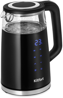 Чайник электрический Kitfort КТ-6611 1.7л. 2200Вт черный/серебристый корпус: стекло/пластик - купить недорого с доставкой в интернет-магазине