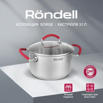 Кастрюля Rondell Sorge RDS-1220 3.1л. d=20см (с крышкой) стальной - купить недорого с доставкой в интернет-магазине