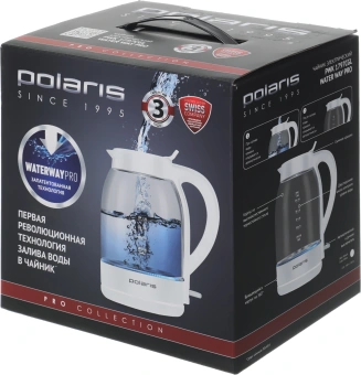 Чайник электрический Polaris PWK 1797CGL 1.8л. 2200Вт белый корпус: пластик/стекло - купить недорого с доставкой в интернет-магазине