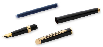 Ручка перьев. Waterman Hemisphere (CWS0920710) Matte Black GT F сталь нержавеющая подар.кор. - купить недорого с доставкой в интернет-магазине