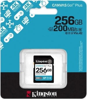 Флеш карта SDXC 256GB Kingston SDG4/256GB Canvas Go! Plus V30 + adapter - купить недорого с доставкой в интернет-магазине