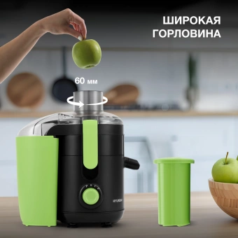 Соковыжималка центробежная Hyundai HY-JE1625 500Вт рез.сок.:450мл. черный/зеленый - купить недорого с доставкой в интернет-магазине