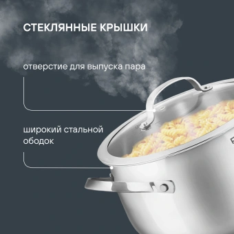 Кастрюля Rondell Calypso RDS-1672 5.8л. d=22см (с крышкой) стальной - купить недорого с доставкой в интернет-магазине