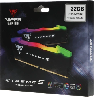 Память DDR5 2x16Gb 8000MHz Patriot PVXR532G80C38K Viper Xtreme 5 RGB RTL Gaming PC5-64000 CL38 DIMM 288-pin 1.45В с радиатором Ret - купить недорого с доставкой в интернет-магазине
