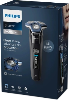 Бритва роторная Philips Series 7000 S7886/35 реж.эл.:3 питан.:аккум. черный/синий - купить недорого с доставкой в интернет-магазине