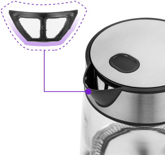 Чайник электрический Kitfort КТ-6105 1.7л. 2200Вт нержавеющая сталь/черный корпус: стекло/металл/пластик - купить недорого с доставкой в интернет-магазине