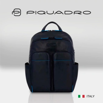 Рюкзак мужской Piquadro Blue Square Revamp CA5574B2V/BLU синий кожа - купить недорого с доставкой в интернет-магазине