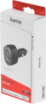 Автомобильное зар./устр. Hama H-173603 5W 2.1A+2.1A+1A 3xUSB универсальное черный (00173603) - купить недорого с доставкой в интернет-магазине