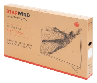 Телевизор LED Starwind 40" SW-LED40BG200 Frameless черный FULL HD 60Hz DVB-T DVB-T2 DVB-C DVB-S DVB-S2 USB - купить недорого с доставкой в интернет-магазине