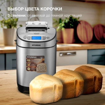 Хлебопечь Hyundai HYBM-M0313G 600Вт серебристый/черный - купить недорого с доставкой в интернет-магазине