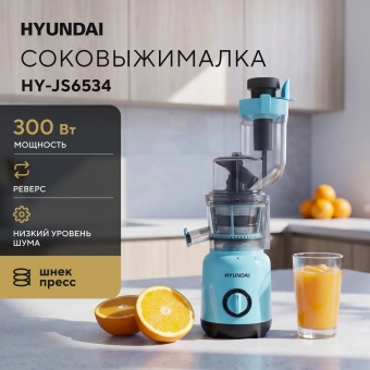 Соковыжималка шнековая Hyundai HY-JS6534 300Вт рез.сок.:1200мл. светло-синий - купить недорого с доставкой в интернет-магазине