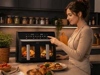 Аэрогриль Haier HAF-702 2300Вт черный (FZ03Q9M01RU) - купить недорого с доставкой в интернет-магазине