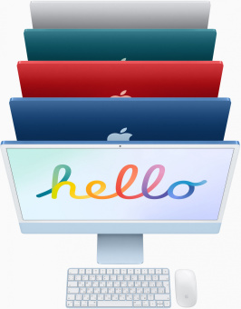 Моноблок Apple iMac A2439 24" 4.5K M1 8 core (3.2) 8Gb SSD256Gb 7 core GPU macOS WiFi BT клавиатура мышь Cam синий 4480x2520 - купить недорого с доставкой в интернет-магазине