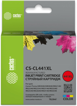 Картридж струйный Cactus CS-CL441 CL-441 многоцветный (16мл) для Canon PIXMA MG2140/ MG3140 - купить недорого с доставкой в интернет-магазине