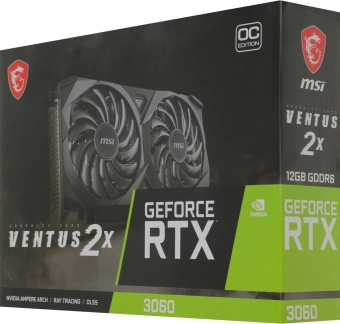 Видеокарта MSI PCI-E 4.0 RTX 3060 VENTUS 2X 12G OC NVIDIA GeForce RTX 3060 12Gb 192bit GDDR6 1680/15000 HDMIx1 DPx3 HDCP Ret - купить недорого с доставкой в интернет-магазине