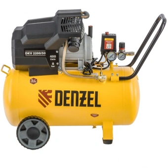 Компрессор поршневой Denzel DKV2200/50,Х-PRO масляный 400л/мин 50л 2200Вт желтый/черный - купить недорого с доставкой в интернет-магазине