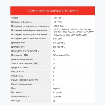 Ресивер DVB-T2 Starwind CT-140 черный - купить недорого с доставкой в интернет-магазине