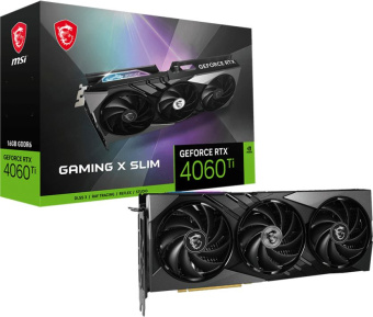 Видеокарта MSI PCI-E 4.0 RTX 4060 Ti GAMING X SLIM 16G NVIDIA GeForce RTX 4060TI 16384Mb 128 GDDR6 2670/18000 HDMIx1 DPx3 HDCP Ret - купить недорого с доставкой в интернет-магазине