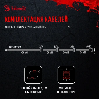 Блок питания Bloody ATX 750W BD-PS750G 80+ gold (20+4pin) APFC 120mm fan 6xSATA Cab Manag RTL - купить недорого с доставкой в интернет-магазине