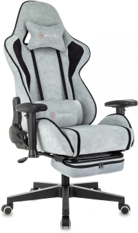 Кресло игровое Zombie Drift/F серо-голубой/черный крестов. пластик подст.для ног - купить недорого с доставкой в интернет-магазине