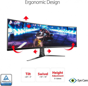 Монитор Asus 49" ROG Strix XG49VQ черный VA LED 32:9 HDMI M/M матовая HAS Piv 450cd 3840x1080 144Hz FreeSync 2 DP FHD USB 12.2кг - купить недорого с доставкой в интернет-магазине