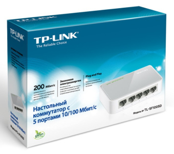 Коммутатор TP-Link TL-SF1005D (L2) 5x100Мбит/с неуправляемый - купить недорого с доставкой в интернет-магазине