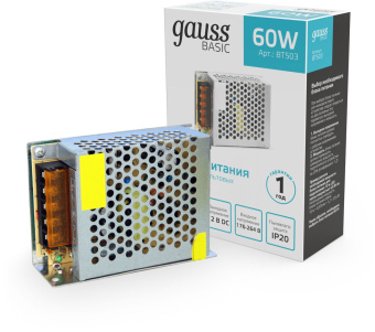 Блок питания Gauss Basic для лен.светод. серый (BT503) - купить недорого с доставкой в интернет-магазине