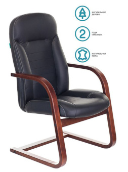 Кресло Бюрократ T-9923WALNUT-AV черный кожа полозья дерево коричневый - купить недорого с доставкой в интернет-магазине